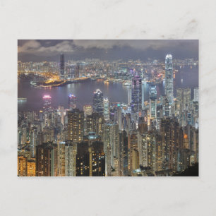 Skyline de Hong Kong en la tarjeta postal nocturna