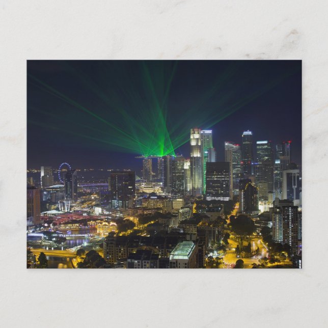 Skyline de la ciudad de Singapur con tarjeta posta (Anverso)