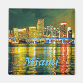 Skyline de Miami en el imán nocturno