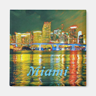 Skyline de Miami en el imán nocturno