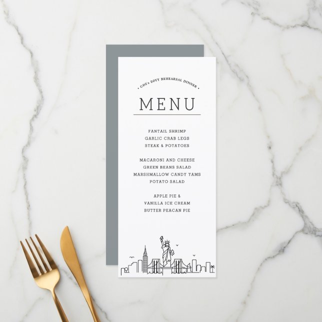 Skyline de Nueva York | Menú de cena de evento de  (Anverso/Reverso In Situ)