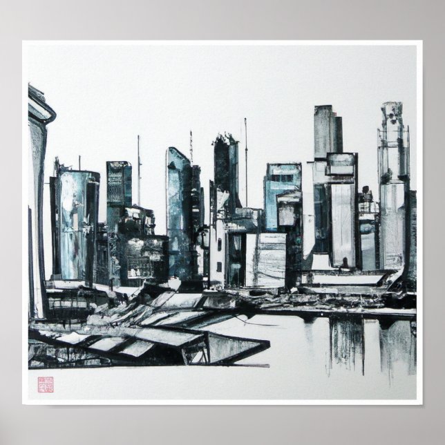 Skyline de Singapur - Imprimir arte de lienzo (Frente)