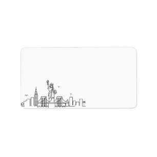 Skyline estilizada de Nueva York   Etiqueta en bla