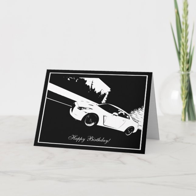 Skyline Rolling Shot CarTheme Tarjeta de cumpleaño (Anverso)