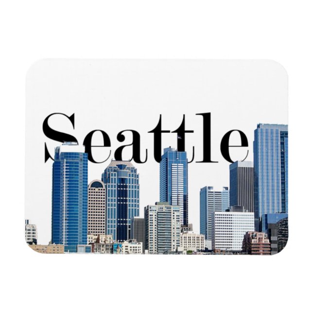 Skyline WA Seattle con Seattle en el imán del ciel (Horizontal)