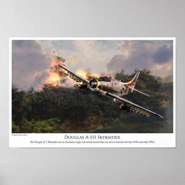 "Skyraider", Poster de arte de aviación (Frente)
