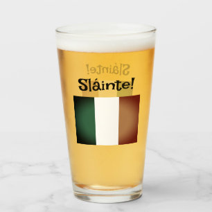 ¡Sláinte! Bandera irlandesa Vidrio St Patrick's Da