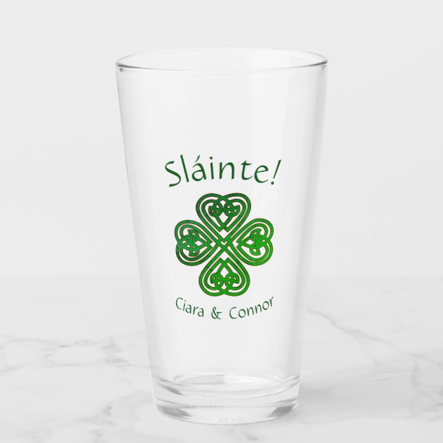 Sláinte Green Celtic Irlandés Shamrock Name (Anverso)