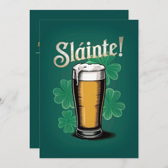 ¡Slàinte! Pinta de cerveza del Día de San Patricio (Anverso / Reverso)
