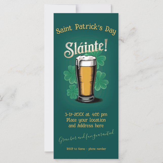 ¡Slàinte! Pinta de cerveza del Día de San Patricio (Anverso)