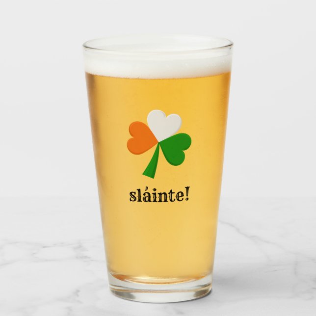 ¡Sláinte! Tostada irlandesa de 16 oz. Vaso de pint (Anverso (lleno))