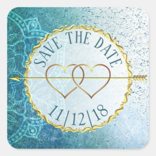 Slate Blue & Gold Mandala Salven a los Pegatinas d
