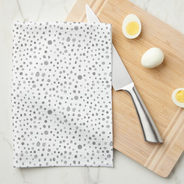Slate Confetti Watercolor Dots Kitchel Toalla (Doblado Cuarto)
