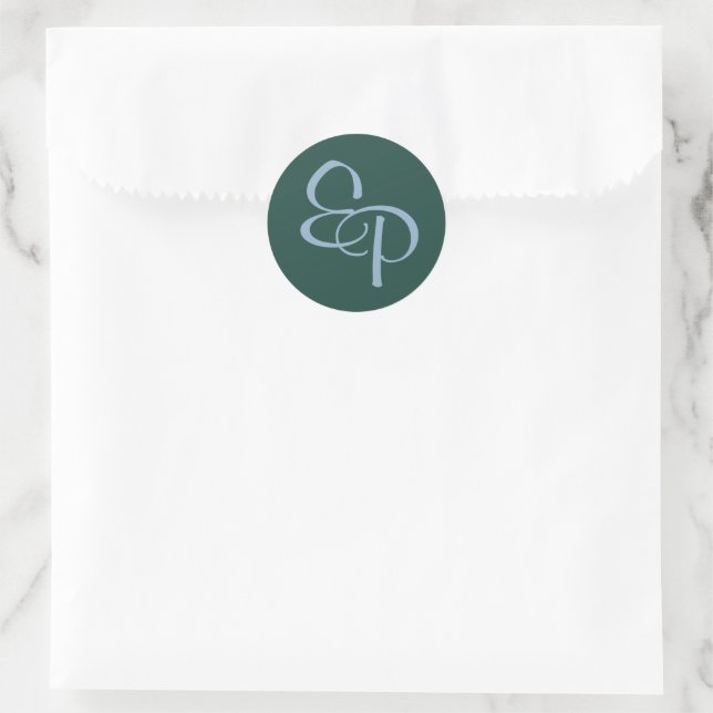 Slate on Forest Script Monogram Sello para sobres (Bolso)