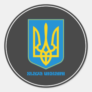 Slava Ukraini Shield Blue Classic Round Pegatina