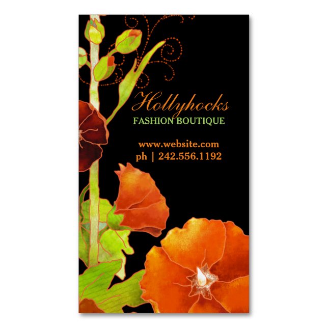Sleek Hollyhocks Tarjetas de Negocio Magnéticas Fl (Frente vertical)