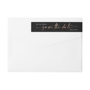 Sleek Romance Oro Rosa en negro Guardar la fecha