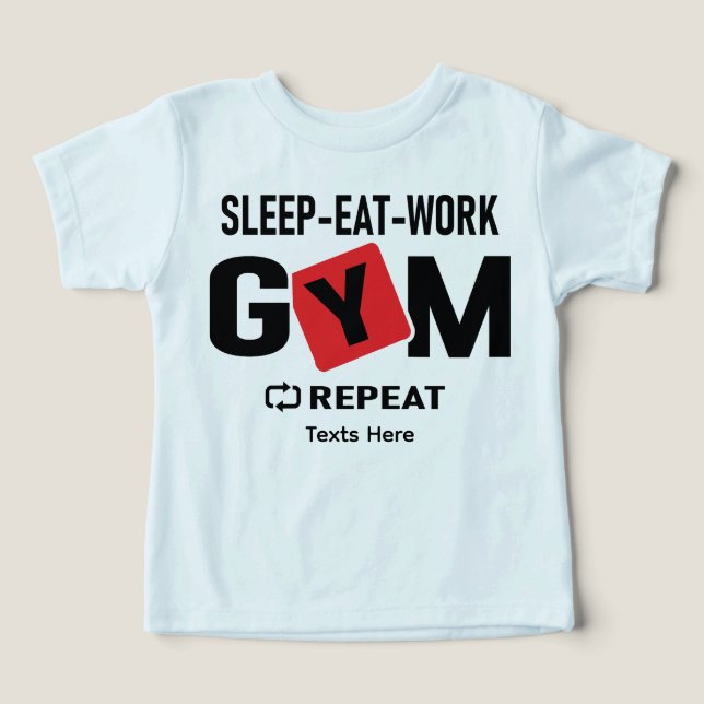 Sleep Eat Work Gym Repeat typography design (Diseño delantero )
