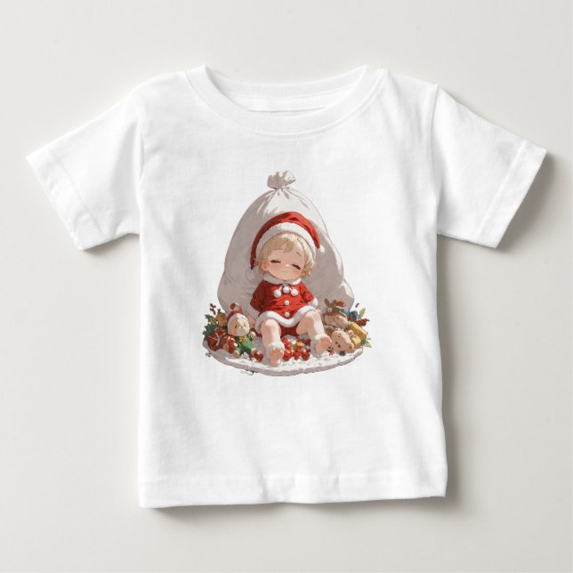 Sleeping Santa Christmas Fine Jersey Baby Tee (Anverso)