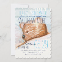 Sleeping Teddy Bear Invitación Baby Shower 3