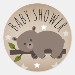 Sleepy Bear Stars Baby Shower Pegatina