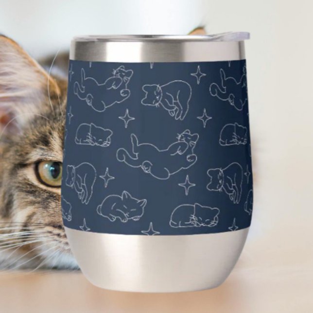 Sleepy Cat Thermal Wine Tumbler – Napping Cat (Subido por el creador)