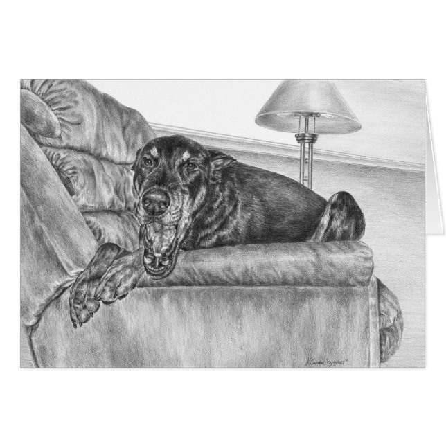 Sleepy Doberman Pinscher Dibujo de perro por Kelli (Anverso (Horizontal))