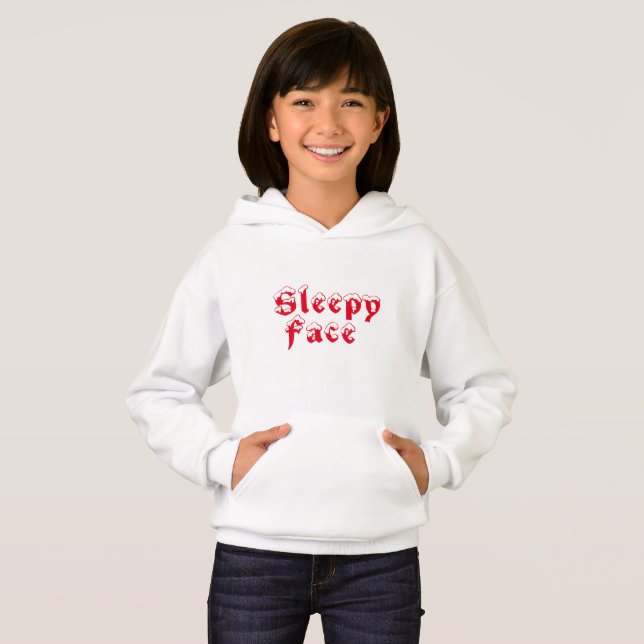 Sleepy Face: Suéter de Hoodie de Pullover para Niñ (Anverso completo)