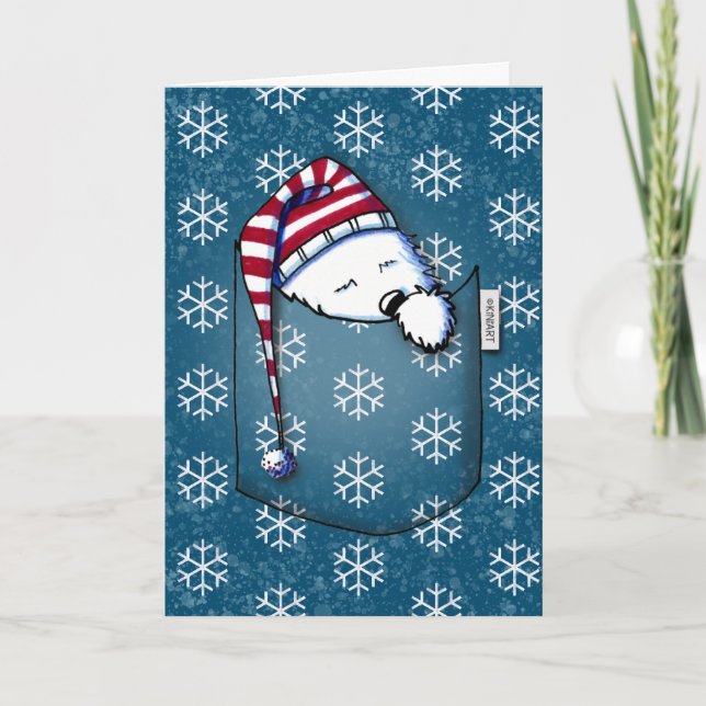 Sleepy KiniArt Tarjeta de Navidades Westie (Anverso)