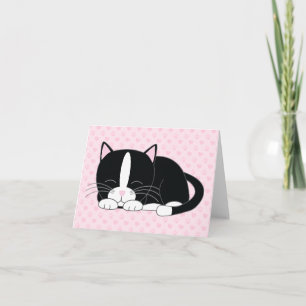 Sleepy Kitty {Tuxedo Cat} Follado Notas de agradec