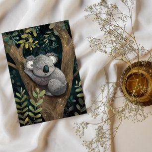 Sleepy Koala en tarjeta de felicitación de árbol