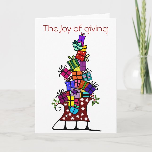 Sleigh con regalos, La alegría de dar TARJETA EN B (Anverso)