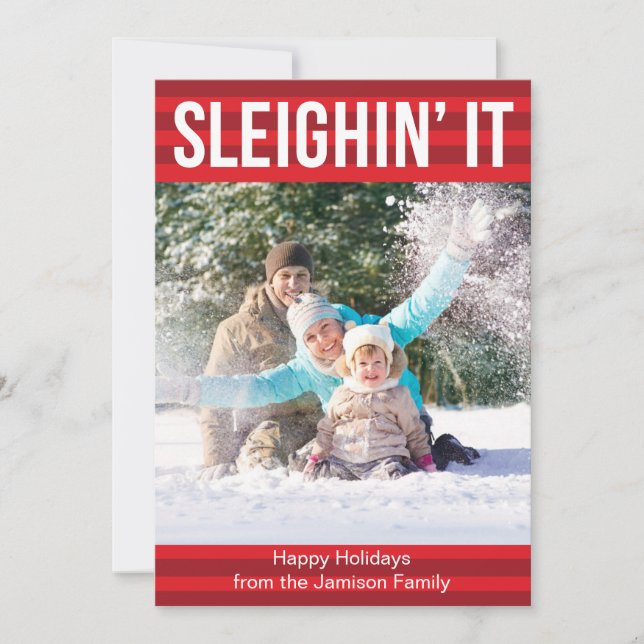 Sleighin él tarjeta del día de fiesta (Anverso)