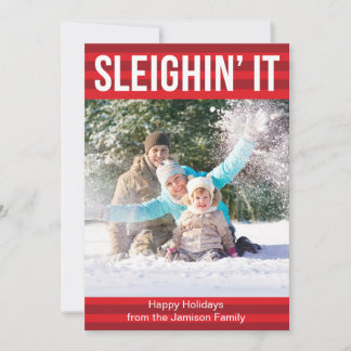 Sleighin él tarjeta del día de fiesta