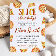 Slice Slice Bebé Pizza moderna Invitación a la duc