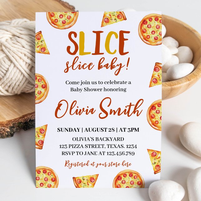 Slice Slice Bebé Pizza moderna Invitación a la duc (Subido por el creador)