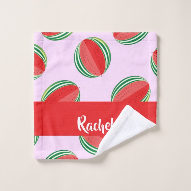 Sliced watermelon pattern on pink (Toallita)