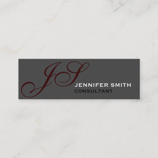 Slim Skinny Monogram Consultor Tarjeta de Negocios (Anverso)