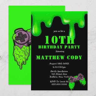 Slime and Games Boy 10 cumpleaños invita a fiesta