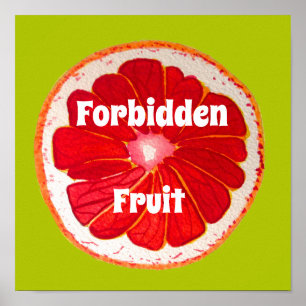 Slogan de fruta prohibido pomelo rosa de arte pop