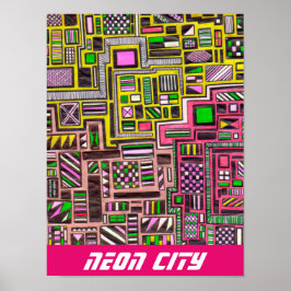 Slogan de la ciudad de Neon arte pop futurista