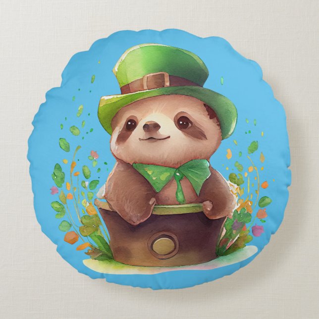 Sloth de San Patricio y Almohada Reversible Raccoo (Anverso)