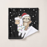 Sloth Lama Christmas Snow Winter Animals Wash Clot<br><div class="desc">The sloth rides the llama on Christmas Eve. Funny animals with gifts and snow for the holidays. Also funny for Christmas in July. Sloths are cute animals and perfect for Christmas.</div>