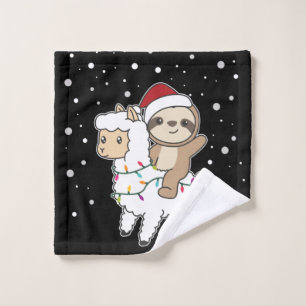 Sloth Lama Christmas Snow Winter Animals Wash Clot