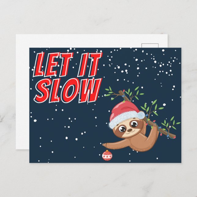 Sloth Let it lentitud Navidad postal (Anverso / Reverso)