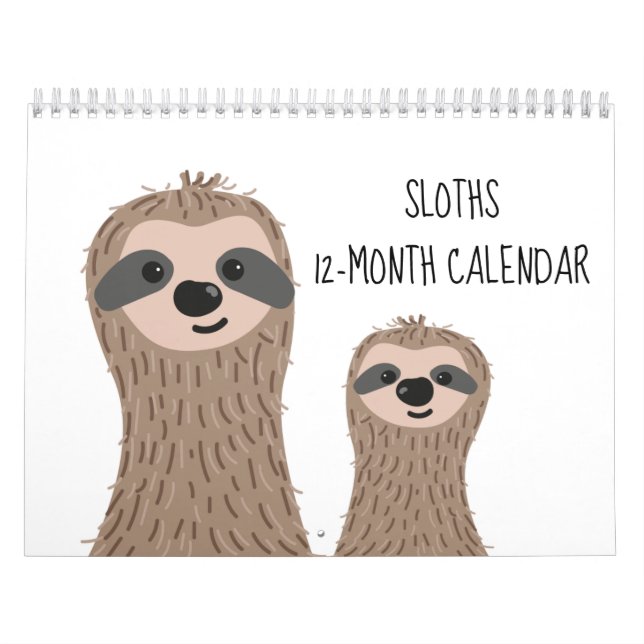 Sloths Fotografías de 12 meses para el calendario (Tapa)