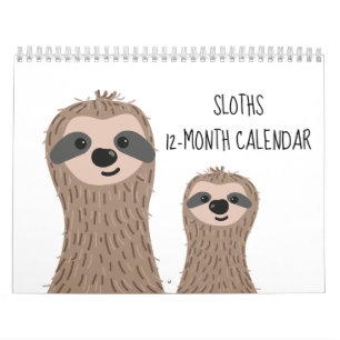 Sloths Fotografías de 12 meses para el calendario