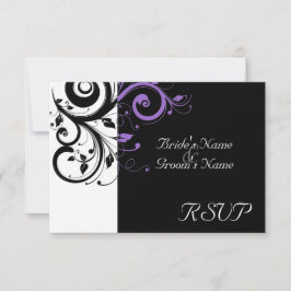 Sm Black +White Purple Swirl Boda coincidente RSVP