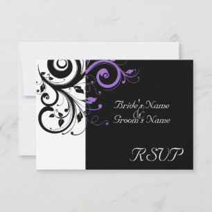 Sm Black +White Purple Swirl Boda coincidente RSVP