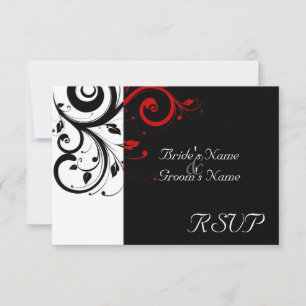 Sm Black +White Red Swirl Boda coincidente RSVP